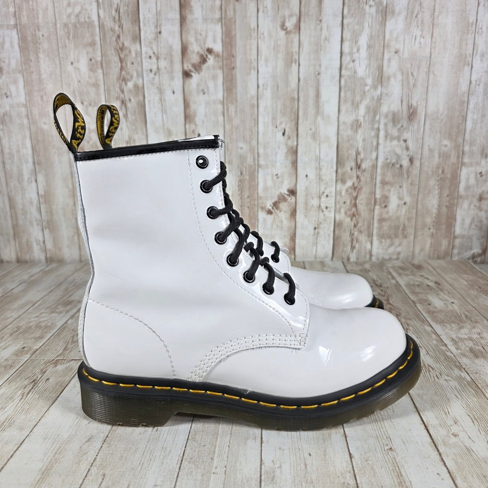 Dr.‎ Martens 1460 W White Patent Leather Ankle Boots Women's US 8 UK 6 EU 39